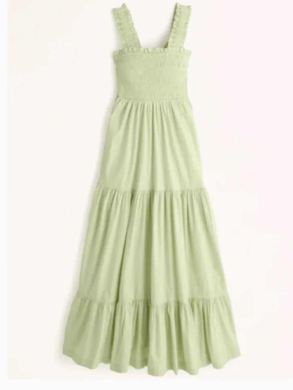 Abercrombie & Fitch Light Green Smocked Ruffled Tiered Maxi Dress Size XXS